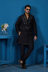 Black Mirror Work Kurta for Men
